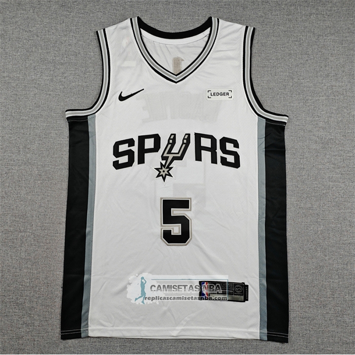 Camiseta San Antonio Spurs Stephon Castle NO 5 Association 2025-26 Blanco
